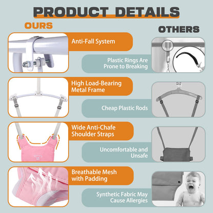 2 in 1 Baby Jumper, Toddler Swing and Bouncer, Indoor Outdoor Baby Swings for Infants, Pink