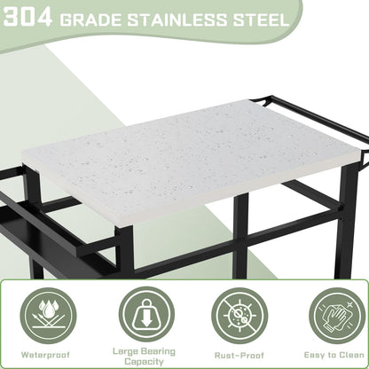RAXSINYER Grill Table, Movable Grill Cart with Wheels, Outdoor Kitchen Food Prep Table, 32"x 20", Stainless Steel, Black
