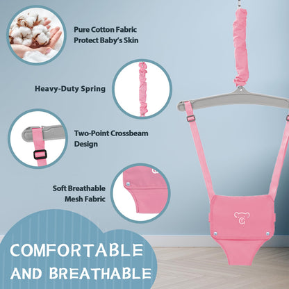 G TALECO Baby Jumper with Stand, Doorway Activity Center for Infants 3-24 Months, Portable Safe Bouncer with Soft Seat, Includes Water Mat, Pink