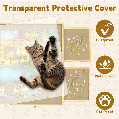 1000 Piece Puzzle Board with Drawers and Cover, Adjustable Tilting Puzzle Board, Portable Wooden Jigsaw Puzzle Table for Adults as a Gift