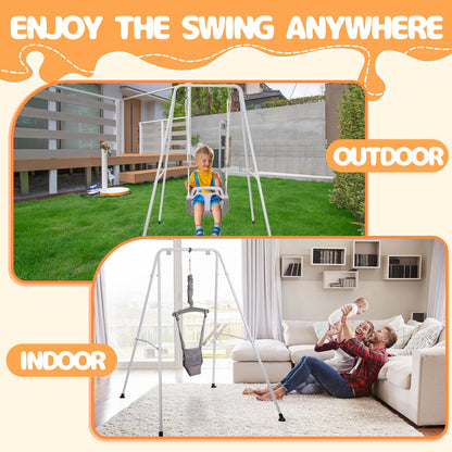 G TALECO GEAR 2 in 1 Baby Jumper and Bouncer, Baby Swing Outdoor, Toddler Swing Sets for Kids Age 1-3, Gray