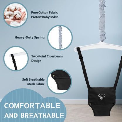 G TALECO Baby Jumper with Stand, Doorway Activity Center for Infants 3-24 Months, Portable Safe Bouncer with Soft Seat, Includes Water Mat, Black