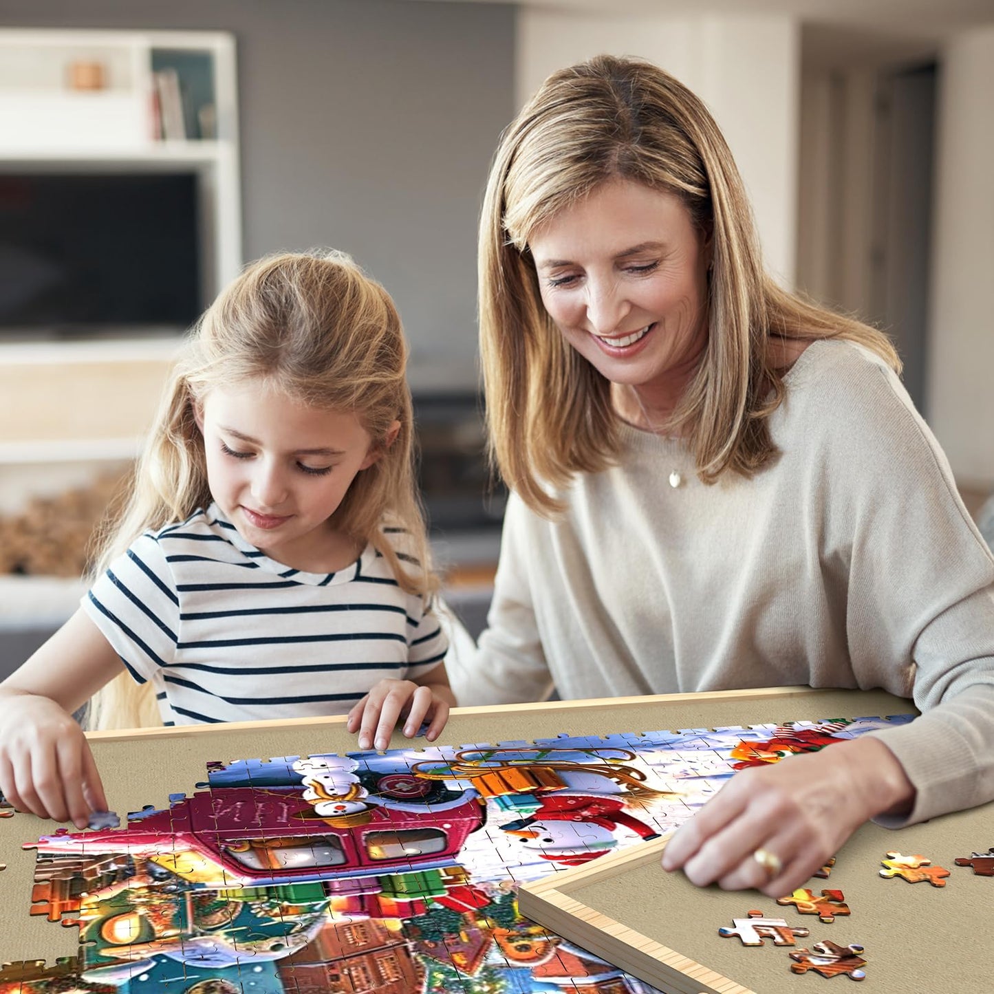 2000 Piece Puzzle Board with Drawers and Cover, Adjustable Tilting Puzzle Board, Portable Wooden Jigsaw Puzzle Table for Adults as a Gift