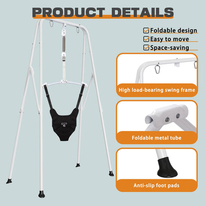 2 in 1 Baby Jumper, Toddler Swing and Bouncer, Indoor Outdoor Baby Swings for Infants, Gray