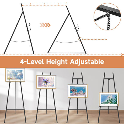 G TALECO GEAR Heavy Duty Gold Easel Stand for Sign, Portable Art Easel for Adults/Kids, Metal Tripod Display for Wedding Signs, Posters, Canvas Painting & Commercial Use, Black