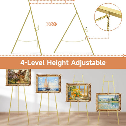 G TALECO GEAR Heavy Duty Gold Easel Stand for Sign, Portable Art Easel for Adults/Kids, Metal Tripod Display for Wedding Signs, Posters, Canvas Painting & Commercial Use