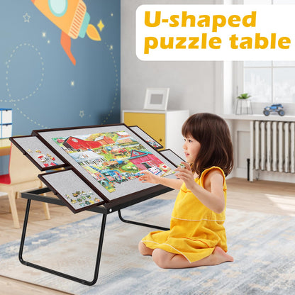 G TALECO GEAR 1500 Pieces Puzzle Table with Drawers, Jigsaw Puzzle Board with Cover, Height Adjustable Puzzle Table for Adults, 35"x26"