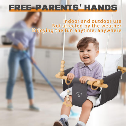 2 in 1 Baby Jumper, Toddler Swing and Bouncer, Indoor Outdoor Baby Swings for Infants, Gray