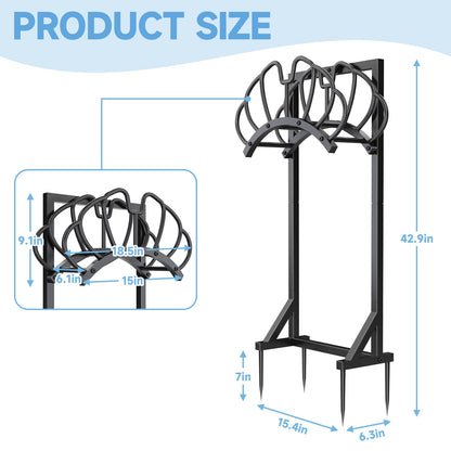 Yacona Garden Hose Holder, Freestanding Reels Hanger for Outside, Detachable Hose Storage Hanger for Outside Yard Lawn Farm, Black