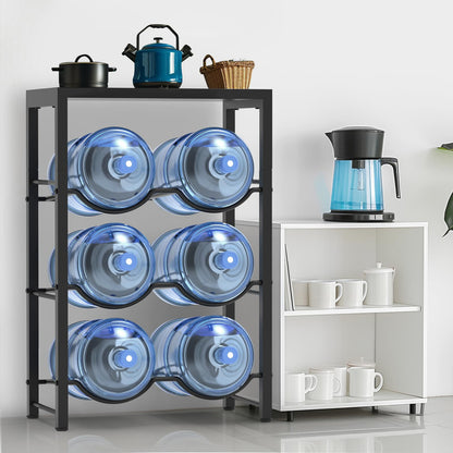 TOREVSIOR 5 Gallon Water Jug Holder, 3 Tier Water Bottle Organizer for 6 Bottles, Water Bottle Storage Rack for Home Kitchen, Office