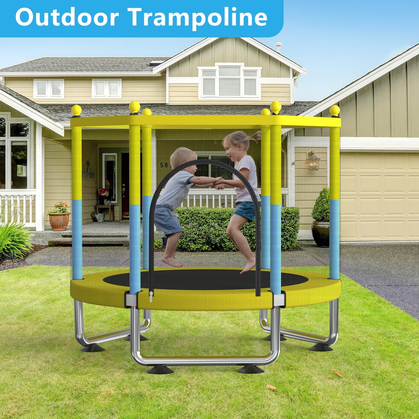 G TALECO GEAR 60" Mini Trampoline for Kids, Outdoor Indoor Toddler Trampoline with Enclosure Net, Gifts for Boys and Girls, Age 2-8, 440lbs