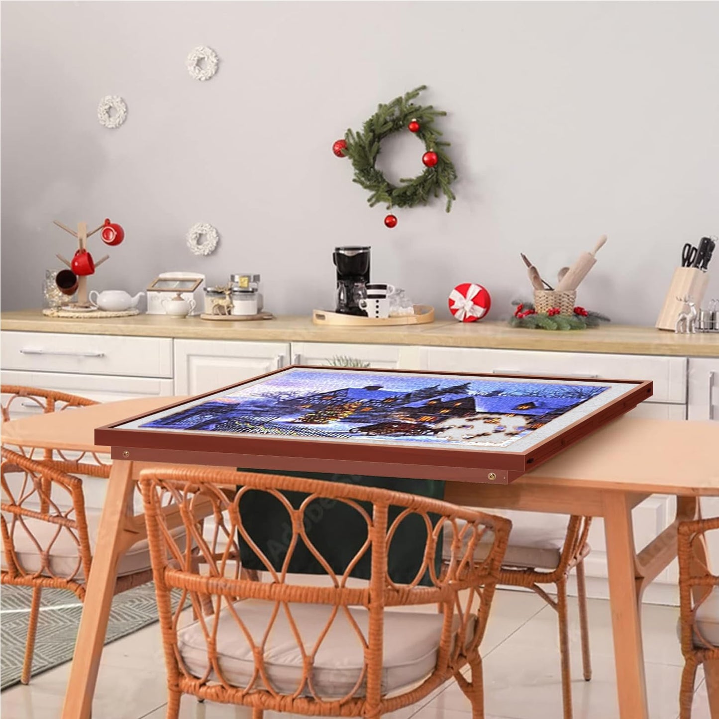 G TALECO GEAR Jigsaw Puzzle Table with Drawers, Legs and Cover, Wooden Puzzle Board for Adults 1500 Pieces, Puzzles Accessories, 34.3 "x 26.5", Walnut Color