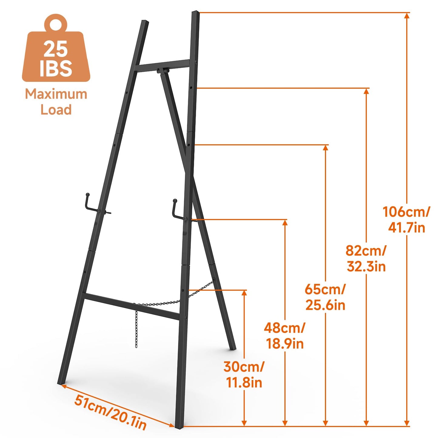 G TALECO GEAR Heavy Duty Gold Easel Stand for Sign, Portable Art Easel for Adults/Kids, Metal Tripod Display for Wedding Signs, Posters, Canvas Painting & Commercial Use, Black