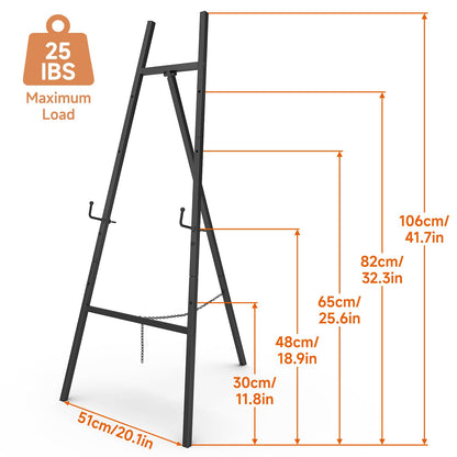 G TALECO GEAR Heavy Duty Gold Easel Stand for Sign, Portable Art Easel for Adults/Kids, Metal Tripod Display for Wedding Signs, Posters, Canvas Painting & Commercial Use, Black