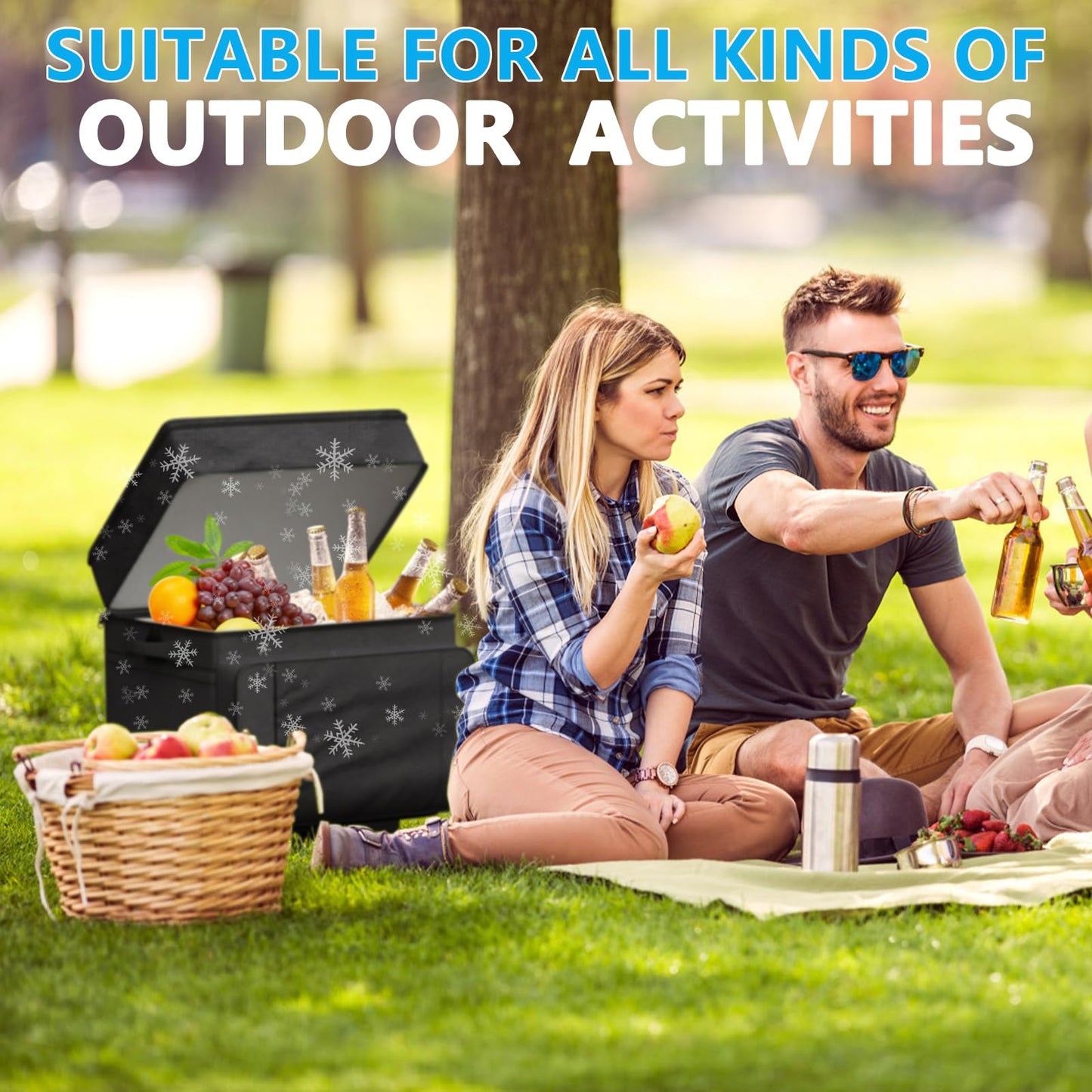 Cooler with Wheels and Handle, Portable Rolling Cooler, Ice Chest Cooler, 50 Can Large Cooler Bag for Beach, Outdoor Camping, Picnic, Patio Travel