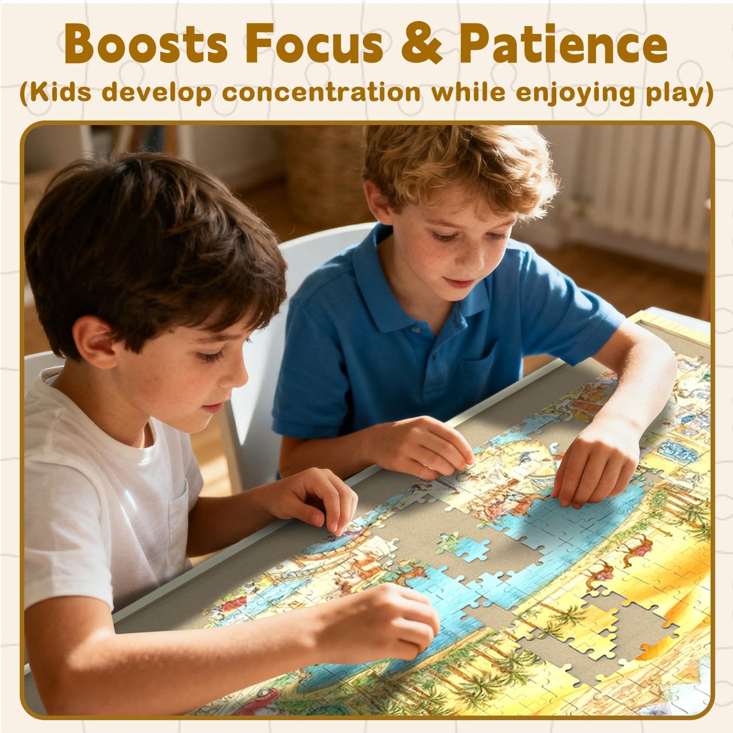 1000 Piece Puzzle Board with Drawers and Cover, Adjustable Tilting Puzzle Board, Portable Wooden Jigsaw Puzzle Table for Adults as a Gift